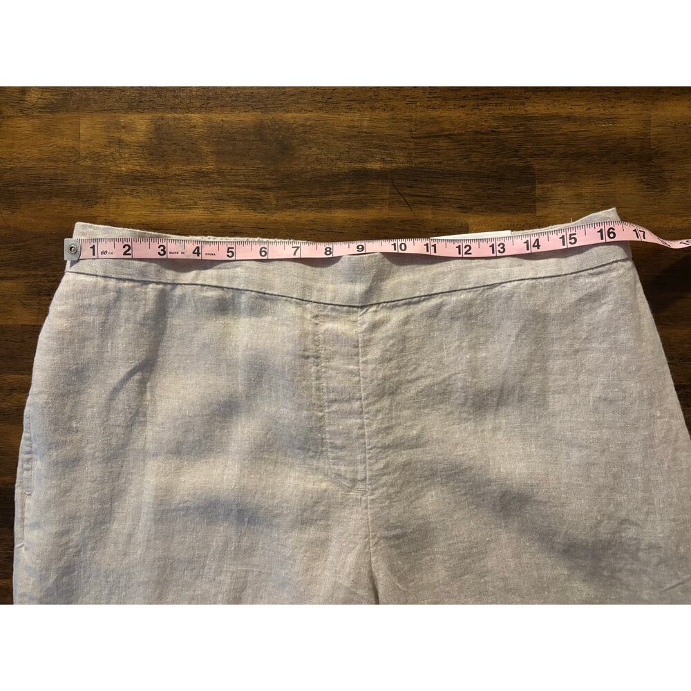 Chico’s 2 or US 12 Pants 100% Linen Straight Leg Pull On Crop 24" Inseam - Picture 6 of 10